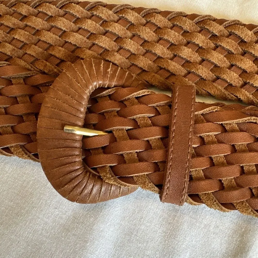 Vintage New York Studio Braided Belt Genuine‎ Leather Women's Medium Woven